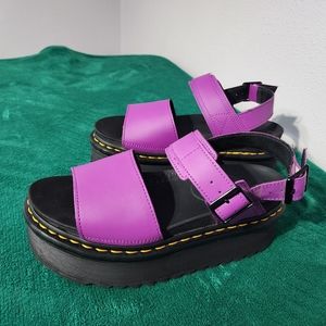 Dr. Marten Quad Voss Platform Sandle. Bright Purple.  Women's 8